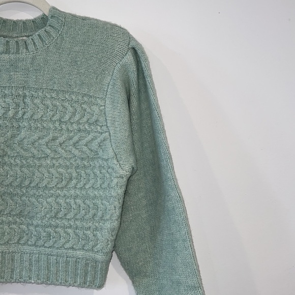 FOR LOVE & LEMONS Green Dominique Shoulder Pad Sweater size Small - Picture 9 of 15